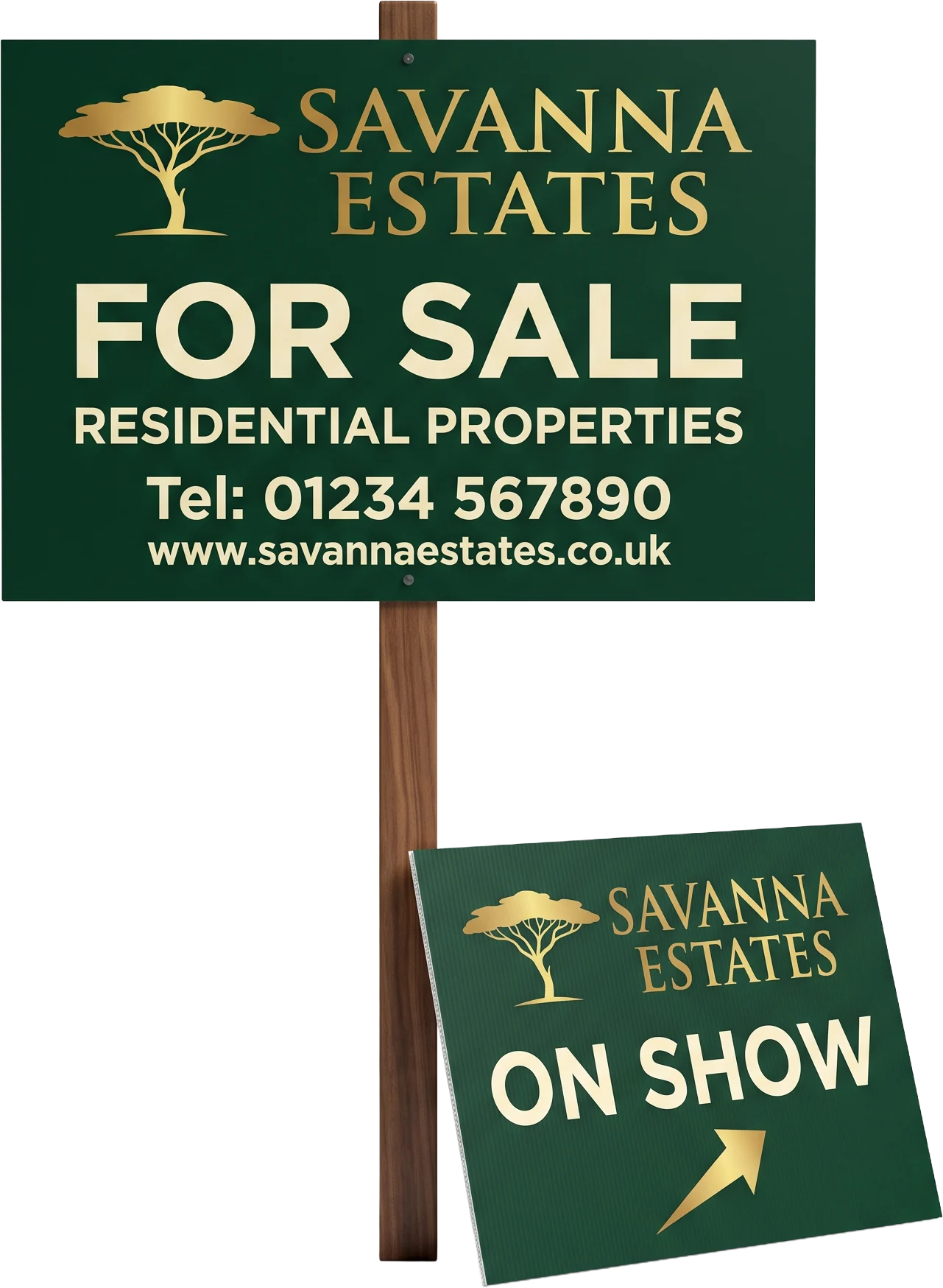 Savanna Estates for-sale and on-show estate agent boards